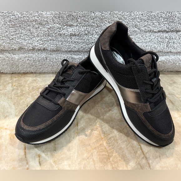 Michael Kors Women Billie Trainer Sneakers Black/Brown/ Sliver - Picture 6 of 8